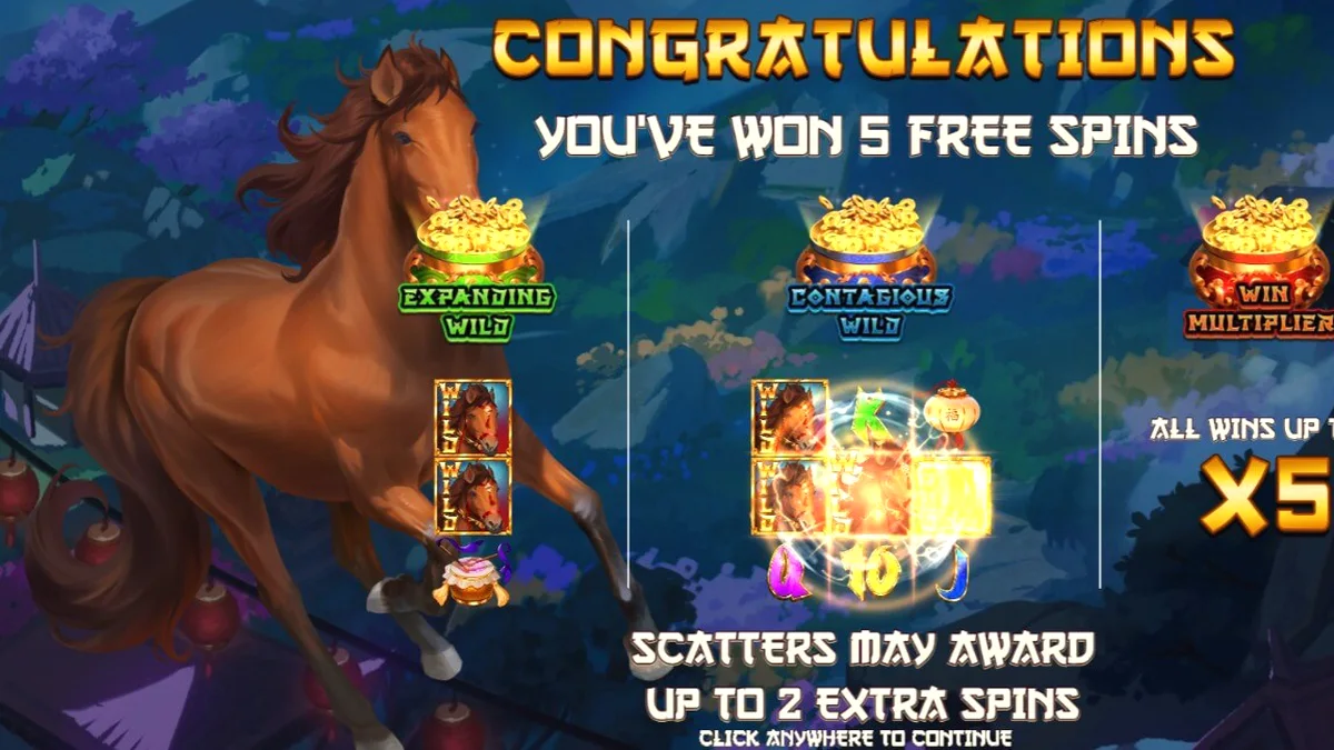 Tampilan visual slot 3 Wonders Luck of Stallion dengan tema kuda